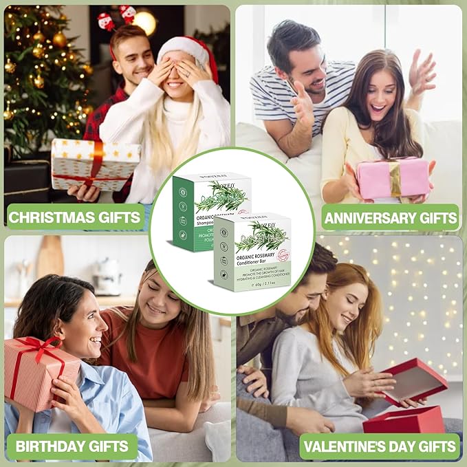 2 Pack Rosemary Shampoo Conditoner Bar Set,Thinning Hair-Volume Shampoo & Conditioner Bar for Men and Women,Hair Thickening & Regrowth Treatment,Hair Growth Soap for Anti-Hair Loss