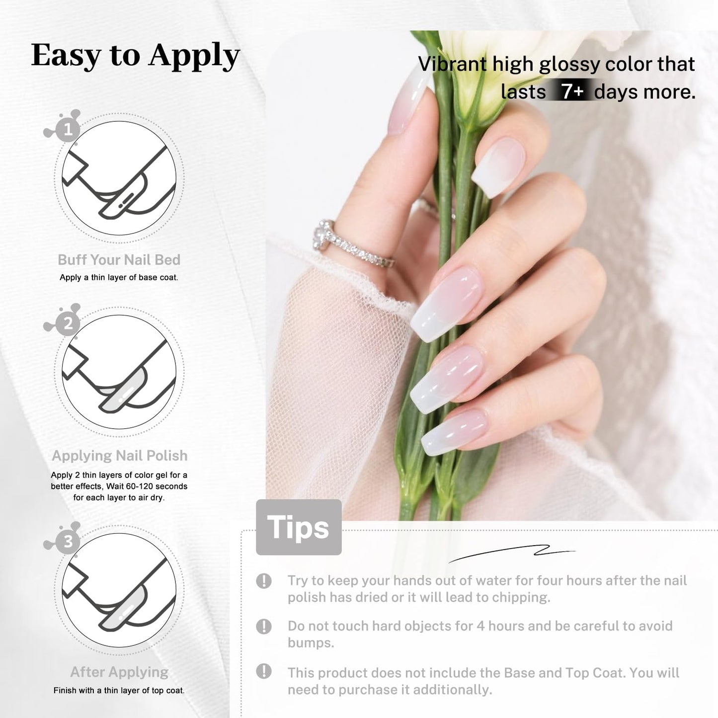 16.5ml Jelly Milky White Nail Polish Large Volume Quick Dry Nail Polish, Long Lasting Shine, Fingernail Toenail Nail Art DIY Home Travel Nail Art Gift