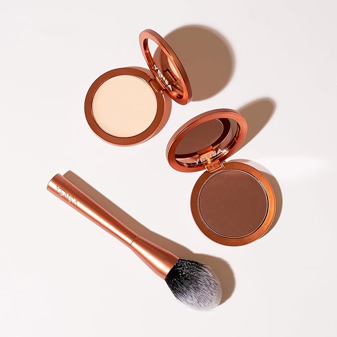 YENSA Super Serum Silk Powder Foundation - Matte Foundation Makeup to Blur and Smooth Pores - Provides a Radiant and More Even Skin Tone for a Natural, Healthy Glow - Tan 1 (0.35 oz)