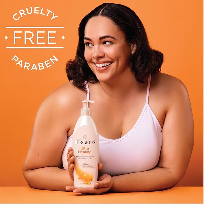 Jergens Ultra Healing Dry Skin Lotion, Hand and Body Moisturizer for Quick Absorption into Extra Dry Skin with Hydralucence Blend, Vitamins C, E and B5, White, 21 oz, Pack of 3