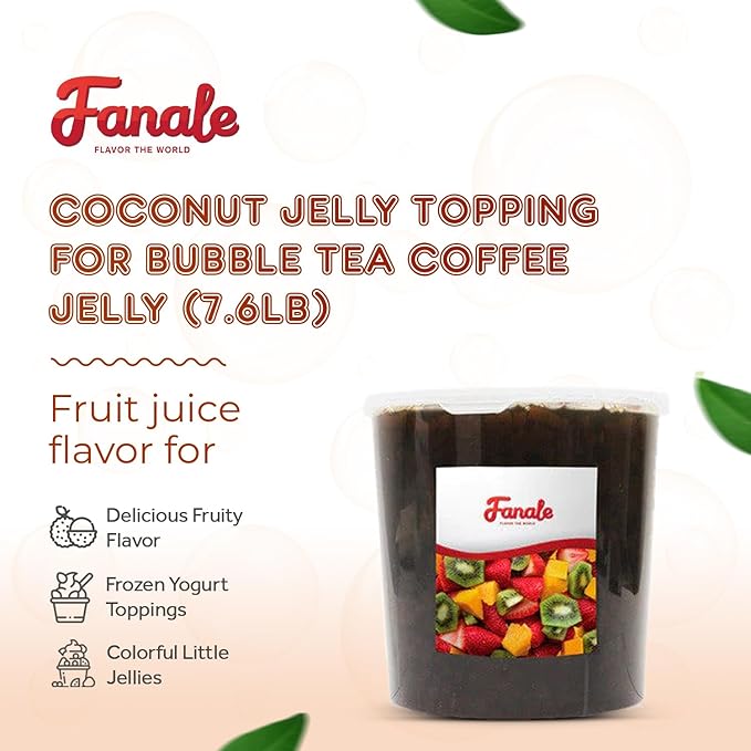 Fanale Coconut Jelly Topping nata de coco for Boba Tea | Ice Cream | Yogurt | Smoothie | Milk Tea | Desserts (Coffee, 7.26 lb) JEL011