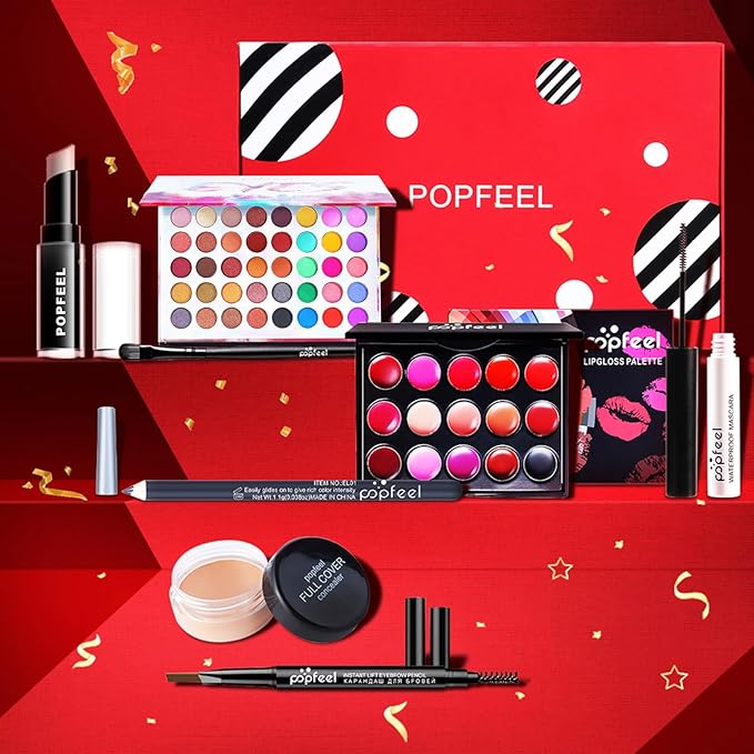 All in One Makeup Kit for Women Full Kit, Kit de Maquillaje para Mujer Included 40 Colors Eyeshadow Palette, Brushes, Mascara, Eyeliner, Lipstick Palette, Contour Stick