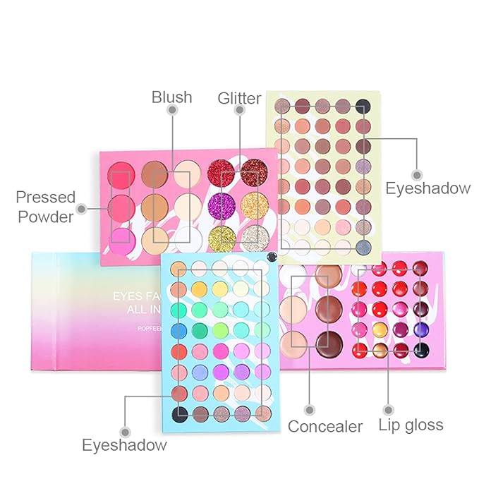All-in-One Makeup Gift Set Carry All Makeup Kit for Women Full Kit With Makeup Case Lipgloss Lipstick Concealer Blush Foundation Face Powder Eyeshadow Palette Cosmetic Palette #1