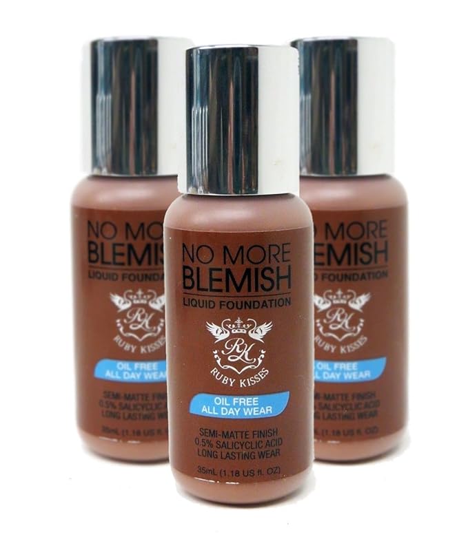 Ruby Kisses Liquid Foundation No More Blemish Oil-Free Foundation Korean Makeup 1.18 Fl Oz (Cognac)