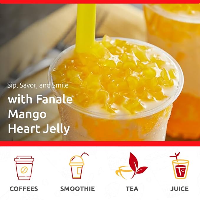 Fanale Coconut Jelly Topping nata de coco for Bubble Tea | Mango Star Jelly Topping for Boba Tea, Smoothies, Slushes, Desserts 400g(Pack Of 1)