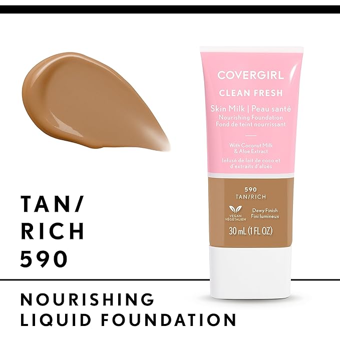 COVERGIRL, Clean Fresh Skin Milk Foundation, Tan/Rich, 1 Count (packaging may vary)