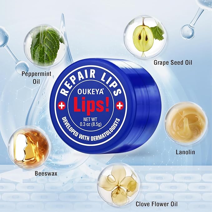 Lip Balm Treatment with Beeswax, Peppermint Oil,Natural Formula Lip Balm with Vitamin E & C Lips Daily Conditioning 24 hrs Long-lasting Moisture, Gentle Exfoliation Prevent Dryness & Chapping