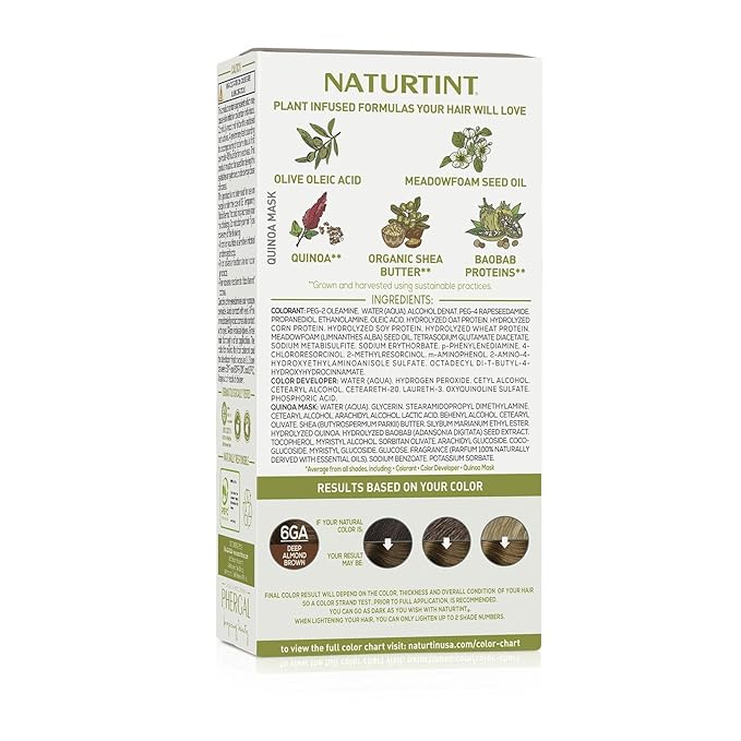 Naturtint 6GA Deep Almond Brown Permanent Hair Color (Pack of 1), Ammonia Free, Vegan, Cruelty Free, up to 100% Gray Coverage, Long Lasting Results (Packaging may vary)