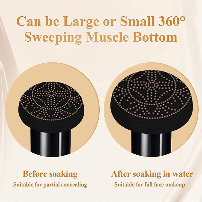 Mushroom Head Air Cushion CC Cream, Long-Lasting Brightening BB Cream Foundation With Powder Puff for Face Makeup and Mature Skin, Moisturizing Full Coverage Self Adjusting Concealer (Buff Beige)