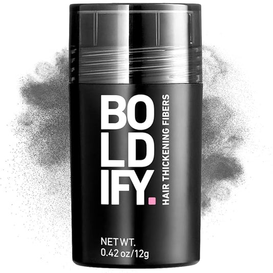 BOLDIFY Hair Fibers (12g) - Fill In Thinning and Fine Hair for an Instantly Fuller, Thicker Look - 14 Shades for Women & Men - Dark Gray