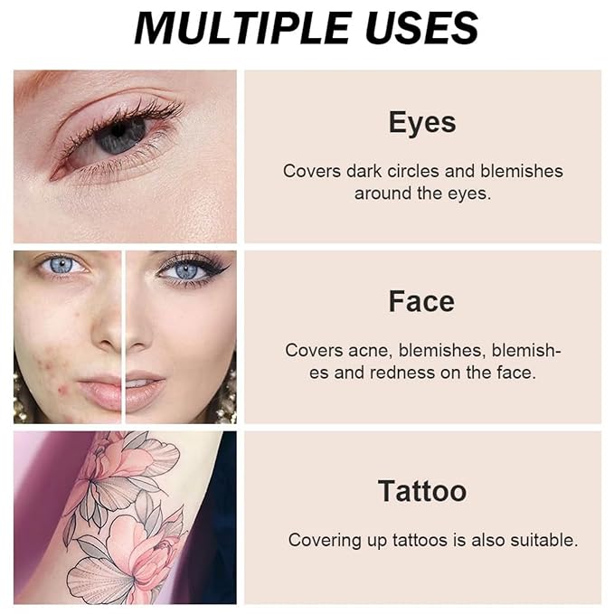 7 Color Solid Concealer Full Coverage Correcting Cream Concealer Waterproof Long-lasting Under Eye Concealer for Dark Circles Color Corrector Pro Concealer (Color 03)