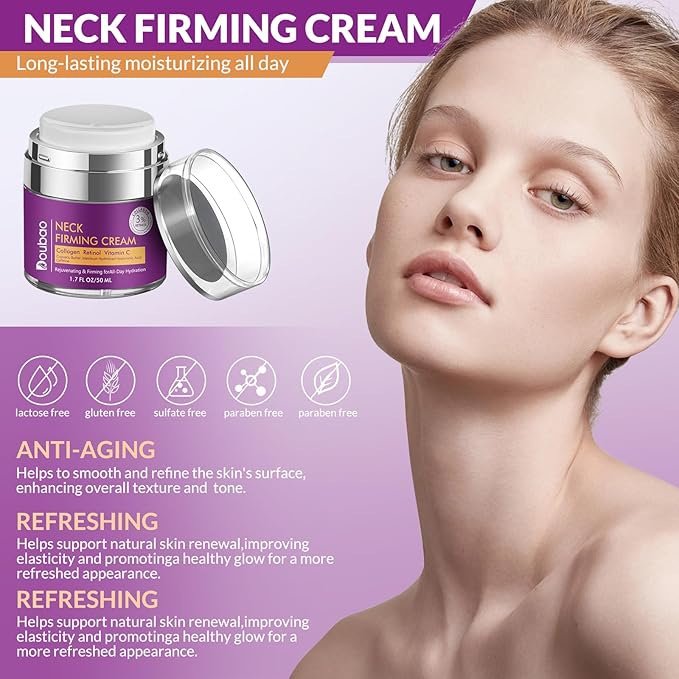 Advanced Neck Firming Cream – 3% Retinol & Hyaluronic Acid for Wrinkle Reduction, Lifting & Skin Tightening – Anti-Aging Moisturizer for Face, Neck & Décolleté – Deep Hydration, 3.4 FL（2 bottle）