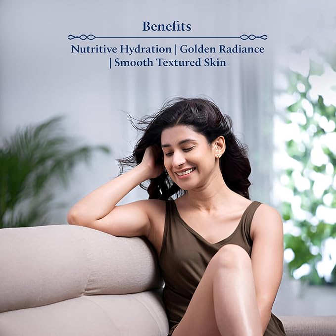 Blue Nectar 24K Carat Gold Body Milk for Women & Men | Body Lotion with Plant Based AHA & Niacinamide | Moisturizer for Body | All Skin Types (14 Herbs, 3.38 Fl Oz)