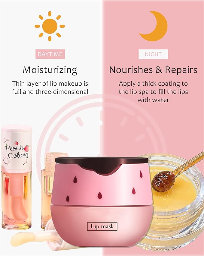 2Pcs Bee Lip Balm Honey Pot Lip Mask & Lip Glowy Oil Lip Care Set, Propolis Moisturize & Nourish Lip Gloss Repair Treatment, Reduce Lip Line & Protect & Plump Dry Cracked Lip Scrub Exfoliator -Set A