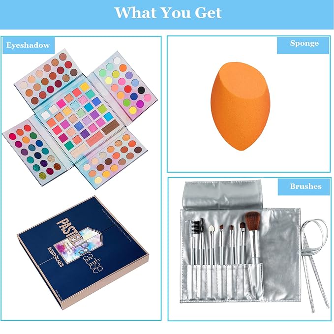 82 Vibrant Shades Makeup Palette - Matte, Shimmers, Glitters, Blush, Highlighter, Contour - Highly Pigmented Beauty Kit for Eye and Face - Perfect for Creating Bold and Unique Looks