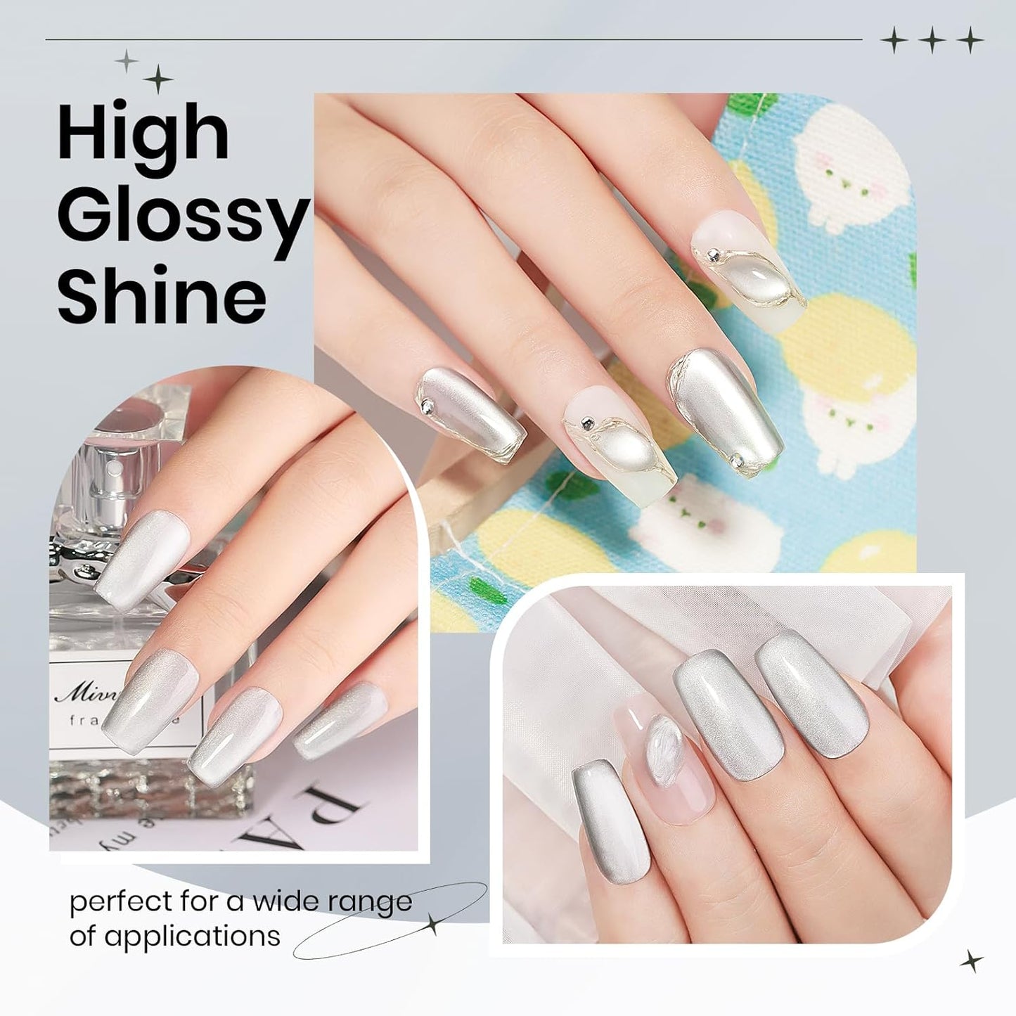 Moonlight Cat Eye Gel Nail Polish 10ml Silk Magnetic Nail Polish Glass Cateye Gel Polish with Magnetic Stick Soak Off UV LED Nail Lamp Nail Art Manicure Salon Home DIY 001, Gray