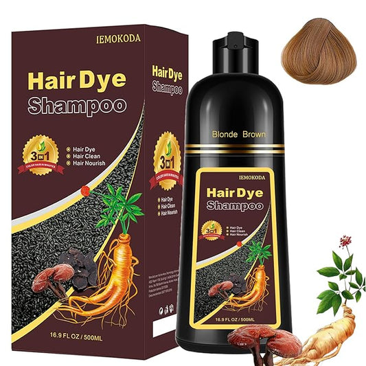 Blonde Brown Hair Dye Shampoo 3 in 1 - Instant Shampoo Para Pintar el Cabello Refresh Hair Color, Herbal Shampoo Hair Dye for Women Men, Easy to Use & Long Lasting Hair Color Shampoo 16.90 oz