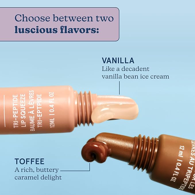 Blume Superbalm Duo - Tri-Peptide Vanilla Lip Balm (0.4 Fl Oz) + Tri-Peptide Toffee Soft Brown Tinted Lip Balm (0.4 Fl Oz) - Deep Hydration & Lip Plumping Set