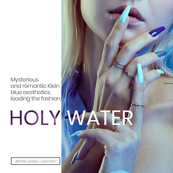 Beetles Blue Gel Nail Polish,6 Colors Baby Blue Glitter Aquarius Holy Water Collection Fall Winter Gel Polish Soak off Uv Led Lamp Nail Art Manicure Gifts for Women