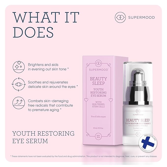 Overnight Eye Serum - Under Eye Serum for Night Time w. Hydrating Elderberry & Sea Fennel Stem Cells, Reduces Under-Eye Bags & Wrinkles, Anti-Aging Eye Serum