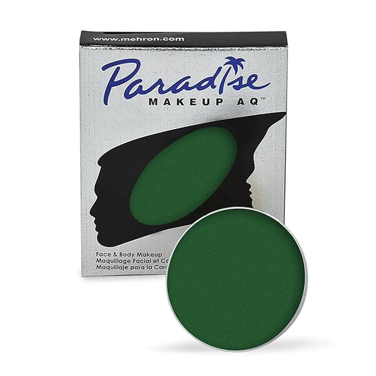 Mehron Makeup Paradise Makeup AQ Refill Size | Stage & Screen, Face & Body Painting, Cosplay, and Halloween | Water Activated Face Paint, Body Paint, Cosplay Makeup .25 oz (7 ml) (DARK GREEN)