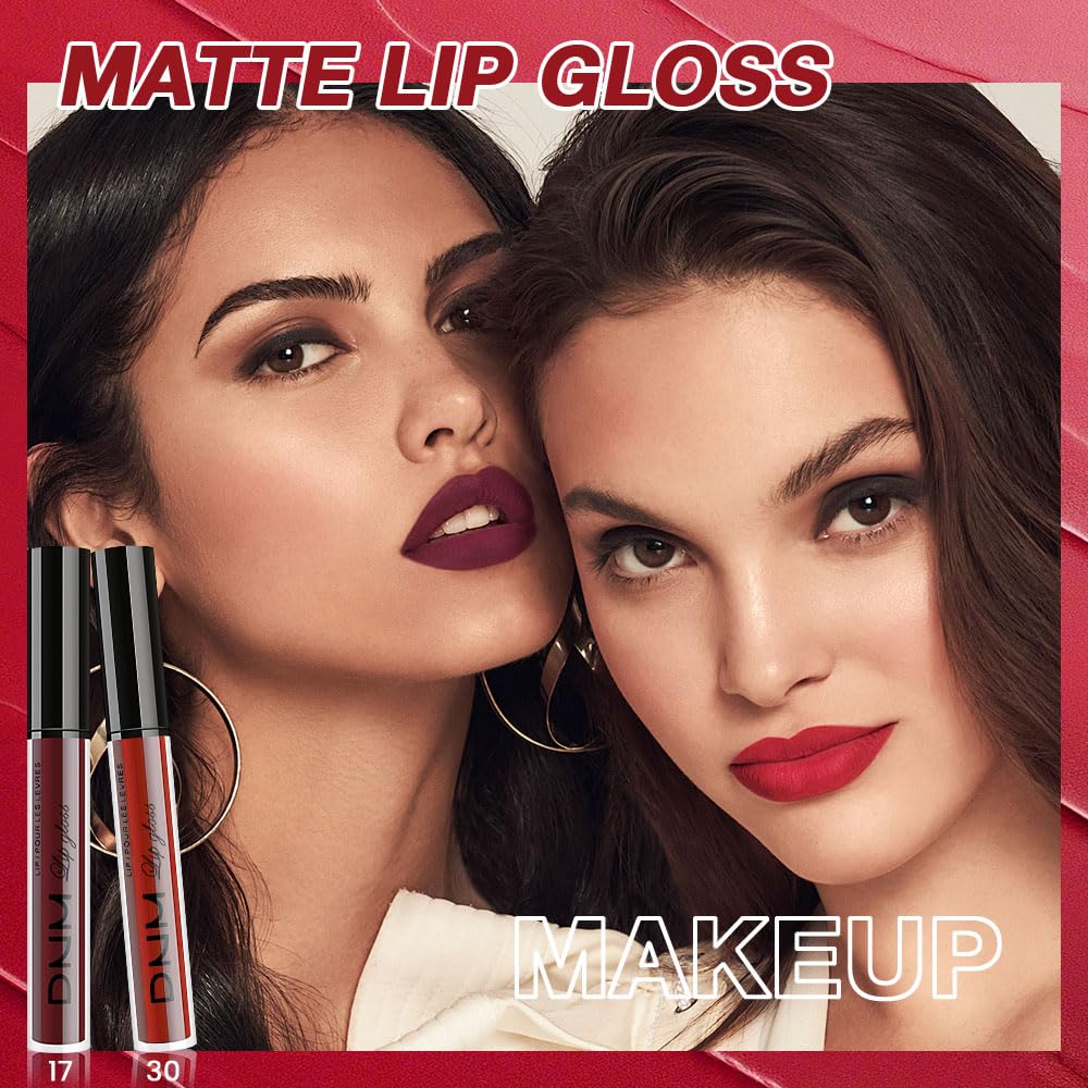evpct 3Pcs Dark Red Deep Red Oxblood Red Matte Liquid Lipstick Lip Stain Sets for Women Matte+Lipstick Long Lasting Permanent 24 hr Hours Magic Lipstick 24 Hours original Waterproof 26