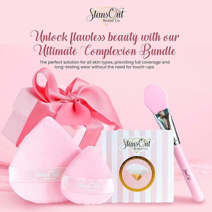 StansOut Ultimate Complexion Bundle: Liquid Foundation Brush, Makeup Brushes for Liquid, Cream, Stick Foundation - Flat, Round, Blender Brushes - 101 Contoured, 108 Straight - Long-Lasting
