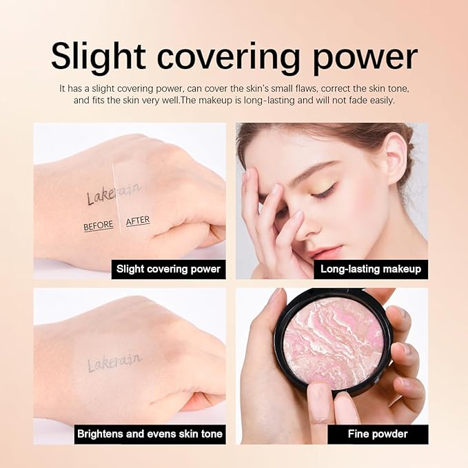 Baked Powder Contour Makeup, Brighten Bronzer Powder, Highlighter Bronzer Glow Palette, Cruelty Free Shimmer Bronzing Powder to Use For Contour Make up, Natural Finish & Easy to Use #002