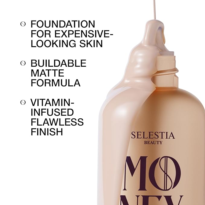 Matte Foundation Money - Long-Lasting Makeup Foundation with Flawless & Buildable Coverage - Liquid Foundation for All Skin Types (Vanilla)