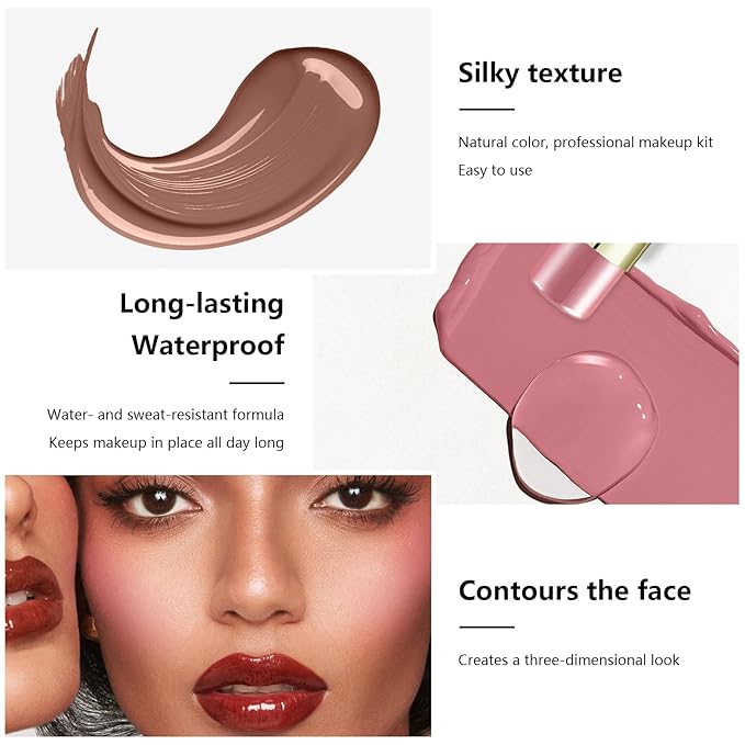 6 Colors Cream Contour Stick Makeup Contour Kit,Double-ended Cream Bronzer Stick for Sculpt, Highlighter Stick,Cream Blush Stick,Lightweight Contour Makeup Kit, Matte & Dewy Finish (SET A)