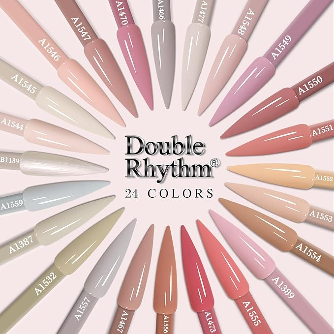 Double Rhythm 28Pcs 0.5Oz Gel Nail Polish Set Same Color Same Bottle Soak Off Gel Polish Kit Nail Art Manicure Salon DIY at Home for Women (Nude Pink Collection-T24-3)