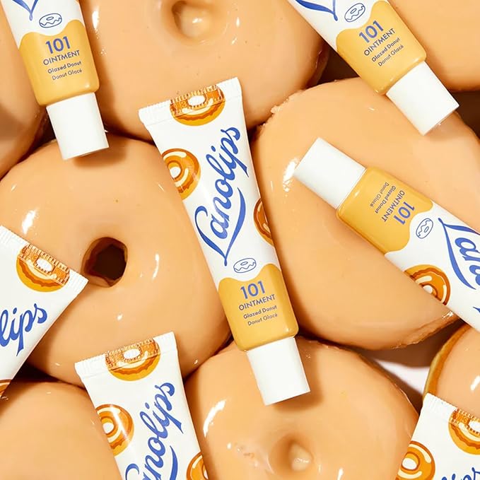 Lanolips 101 Delicious Glazed Donut - Lip Balm with Vitamin E Oil and Lanolin for Lip Hydration - Naturally Flavored Lanolin Lip Balm for Very Dry Lips - Dermatologist Tested (.35 Oz)