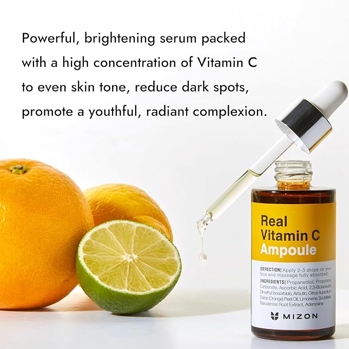 MIZON Real Vitamin C Ampoule, Pure Vitamin C, No Water Added,10 Ingredients, Nutrition, Face Moisturizer (1.01 fl oz)