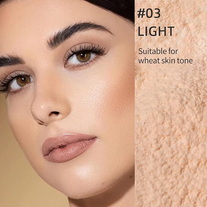 Erinde Nude Translucent Matte Setting Powder with Puff, Face Loose powder Makeup, Oil Control Finishing Powder, Lightweight Blurring Powder, Waterproof, 24H Long-Lasting, Creates Soft Focus Effect