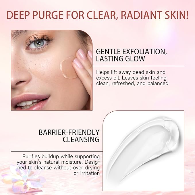 Purifying Exfoliating Gel, Natural Exfoliating Purifying Cream, Facial Exfoliator Cleanser, Gentle Face Wash-Cleansing Moisturizing Peeling Gel, For All Skin Types (1.76 Fl Oz (Pack of 1))
