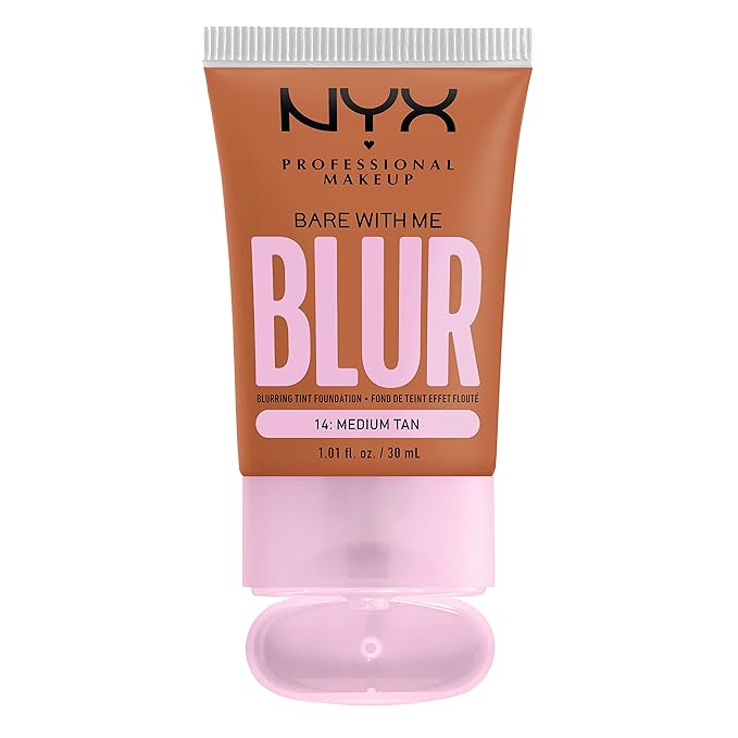 NYX PROFESSIONAL MAKEUP Bare With Me Blur Skin Tint Foundation Make Up with Matcha, Glycerin & Niacinamide - Medium Tan