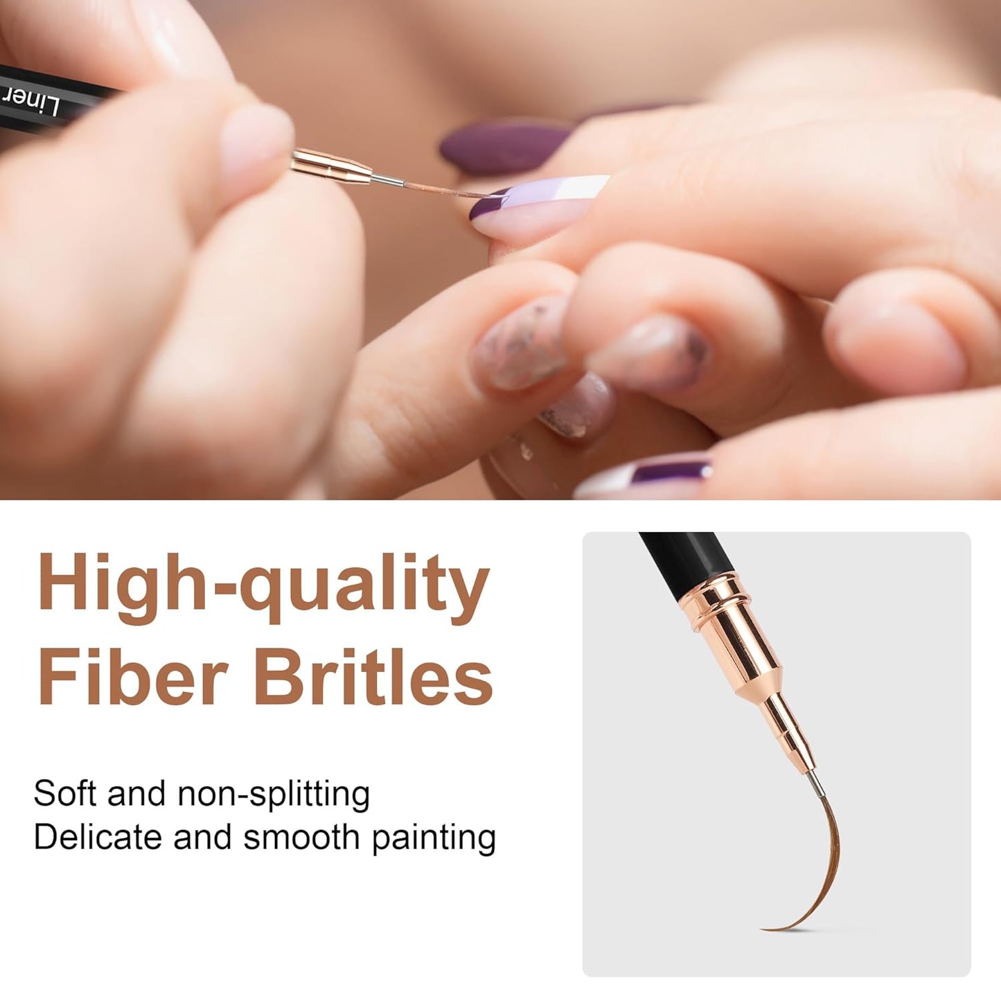 Artdone Metallic Nail Art Pens, Liner Brushes Set, 5PCS Black Color Nail Tools For Long Lines, Thin Details, Fine Drawing, Liner Brush UV Gel Polish Painting Nail Design Sizes 5/8/12/20/25mm