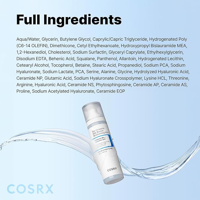 COSRX Barrier Cream Face Mist - Milky Toner with Ceramide & Hyaluronic Acid, Hydrating and Soothing Facial Spray for All Skin Types, 4.06 fl.oz, Korean Skin Care