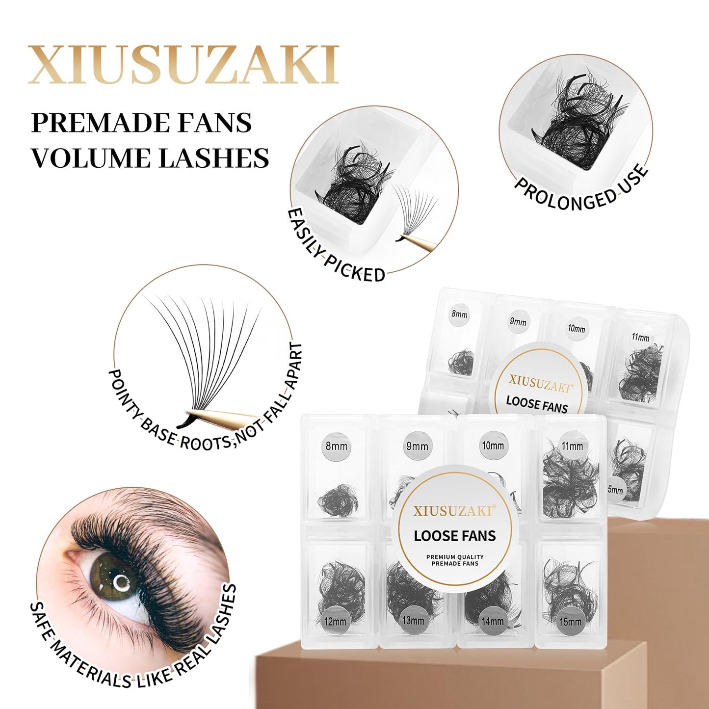 Premade Fans Eyelash Extensions 600 Fans 16D Volume Lash Extensions 0.05 Thickness Eyelash Extension C Curl Premade Lash Fans Mix 8-15mm Fluffy Soft Handmade Loose Fan(600Fans-16D-0.05-C,8-15mm)