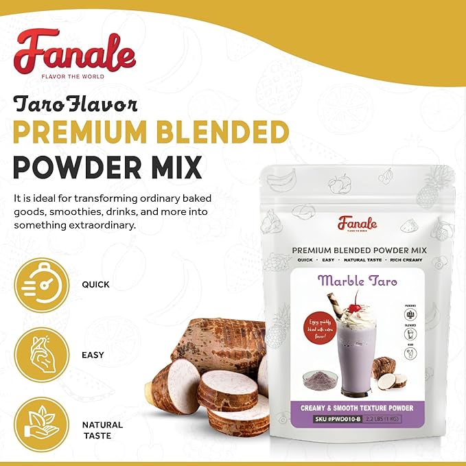 Fanale Premium Taro Bubble Tea Flavoring Powder | Perfect for Baking, Smoothies, Desserts and Drinks | Instant Flavoring Powder for Boba Milk Tea- 2.2 Pounds (Pack of 1)