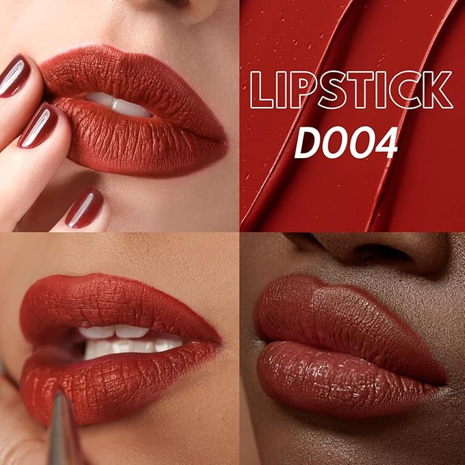 2PCS Marbled Matte Lip Stick Makeup - Velvety Finish | Naked-lip Feel, Full Coverage, D003+D004