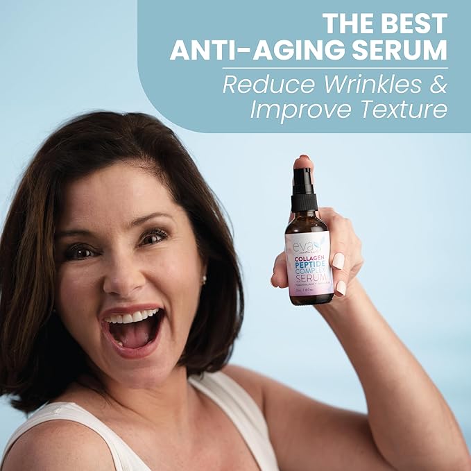 Collagen Peptide Serum for Face – Anti Aging Facial Treatment with Peptides & Hyaluronic Acid – Gentle Formula for Sensitive Skin, Microneedling Pen, Derma Roller, Skin Firming & Hydrating (2 Oz)