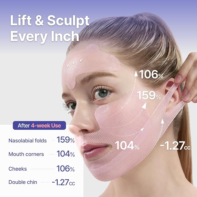 MEDITHERAPY Tension Up Mask 5EA - Korean Collagen Face V Line Lifting Mask - Hydrating Firming & Skin Tightening for Sharp & Sculpted Contour - Matrixyl & Peptide Gel Facial Mask for Youthful Radiance