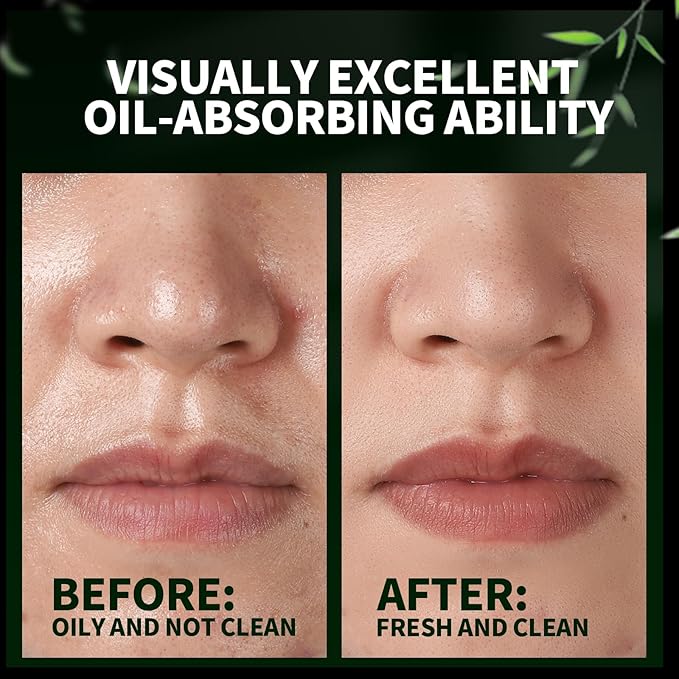 1200PCS Blotting Paper for Oily Skin, Natural Bamboo Charcoal Blotting Paper, 100 * 70MM Large Oil Blotting Sheets for Face, Makeup