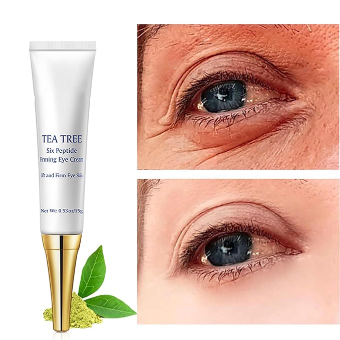 Eye Cream for Dark Circles Under Eye Cream for Puffiness and Bags Tea Tree Six Peptide Fiming Anti-Aging Eye Cream for Wrinkles Improve Fine Line Eye Repair Care,15g/0.53oz