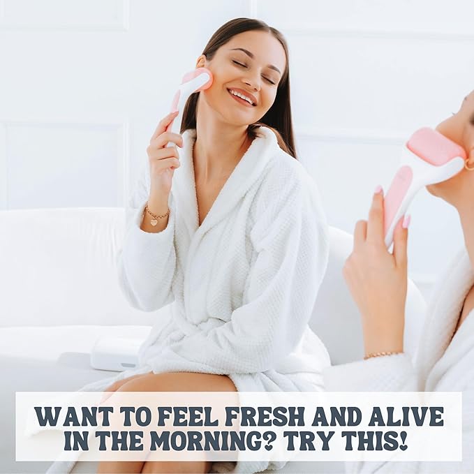 Ice Roller for Face Premium Facial Ice Roller with Carry Case and 2X Rollers for Long Lasting Cold - Eye Roller for Puffy Eyes & Cold Massage for Migraines (Pink (with case))