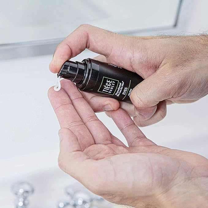 Tiege Hanley Morning and Night Facial Firming Serum (SUPER SERUM) and Eye Cream (EYES) for Men | Anti-Aging Pack | Sodium Hyaluronate and Retinyl Palmitate for Tighter, Smoother Skin | Caffeine to Fight Dark Circles | 0.5 ounces each