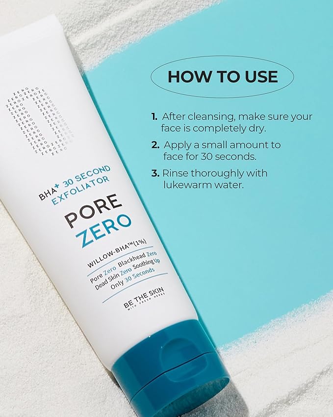 BHA+ Pore Zero 30 Second Exfoliator - Pore Erasing Face Peeling Gel with Salicylic Acid, Aloe Vera - Removes Dead Skin & Sebum - Glass Clear Skin, Korean Skincare, 3.38oz.