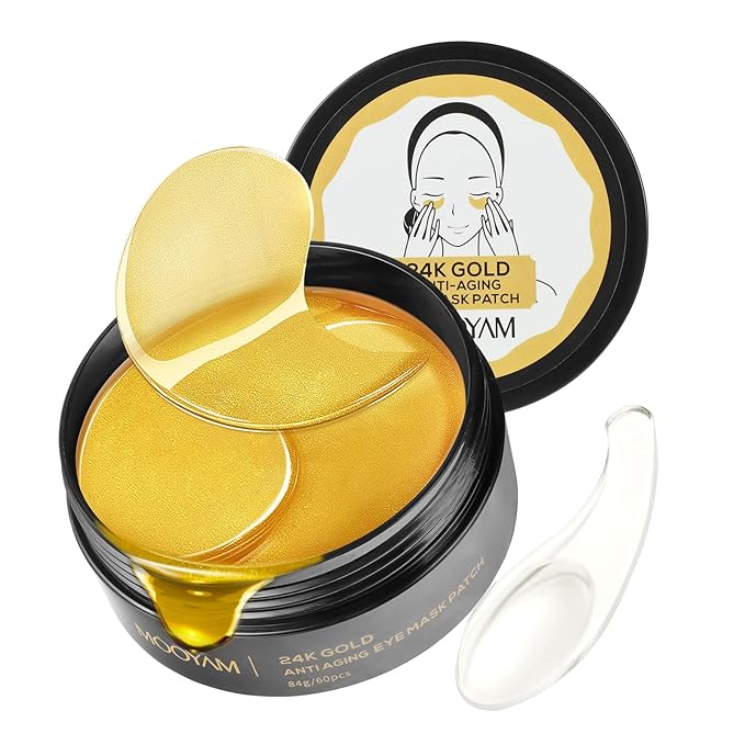 24k Gold Eye Treatment Maks 60PCS Under Eye Patch Cooling Under Eye Pads for Brightening Repairing and Refreshing Your Skin Under Eye Mask, Beauty Skin Care(gold)