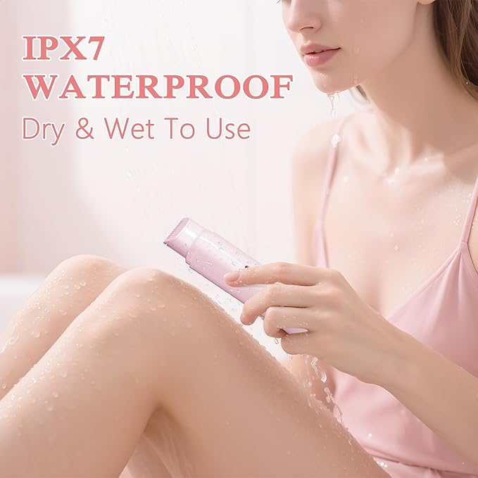 Bikini Trimmer for Women, 2-Speed Electric Razor for Pubic Hair Dual Head Shaver Women IPX7 Waterproof Rechargeable Lady Trimmer for Bikini Underarm Body Leg Face Pink